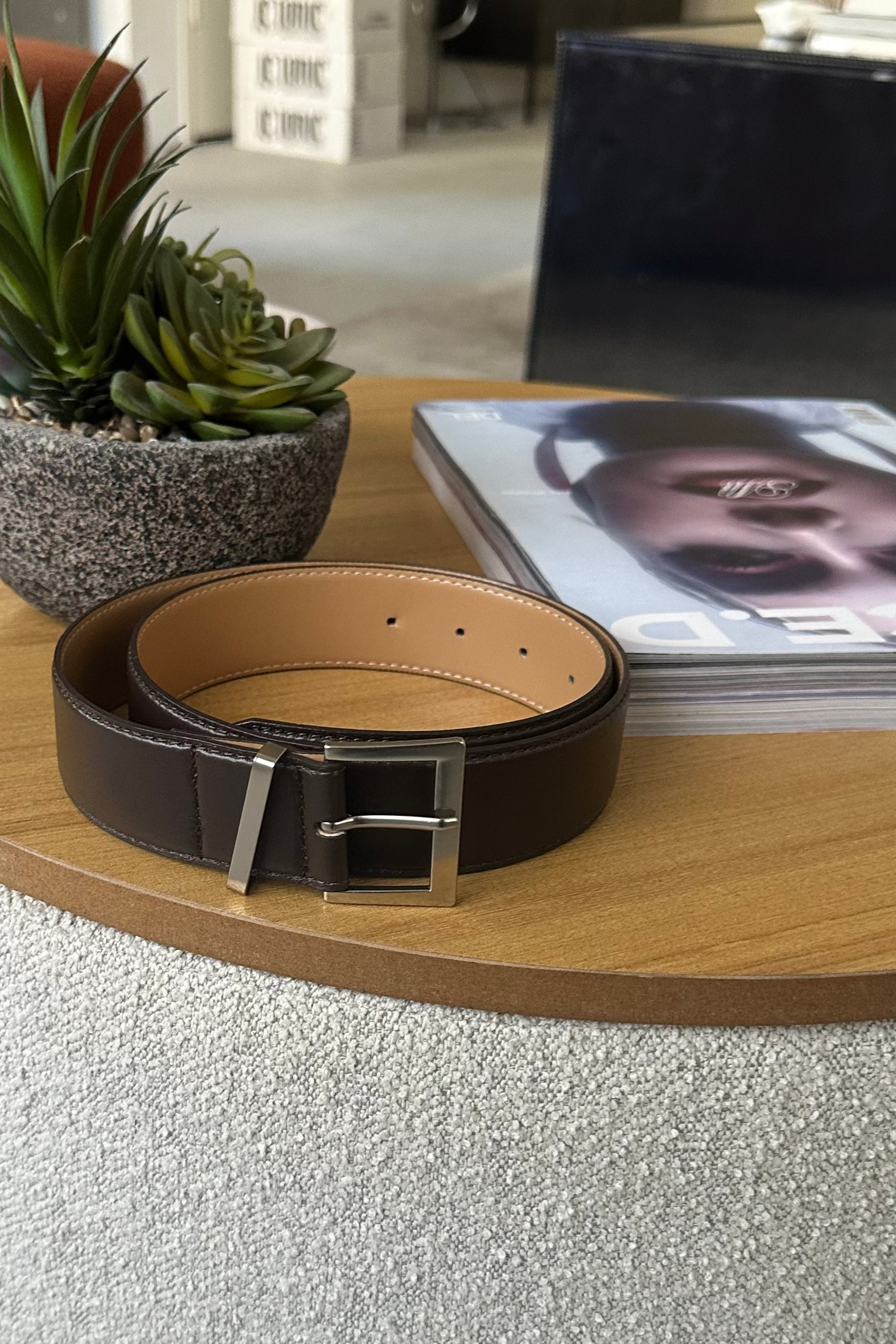 LEATHER BELT BROWN LE01