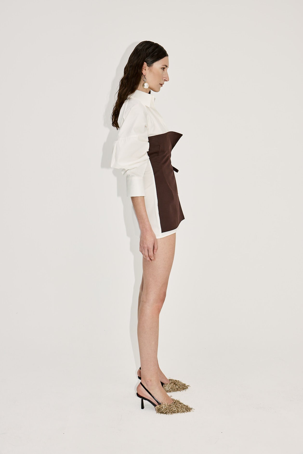 VOLUME SLEEVE DECONSTRUCTED WRAP SHIRT DRESS