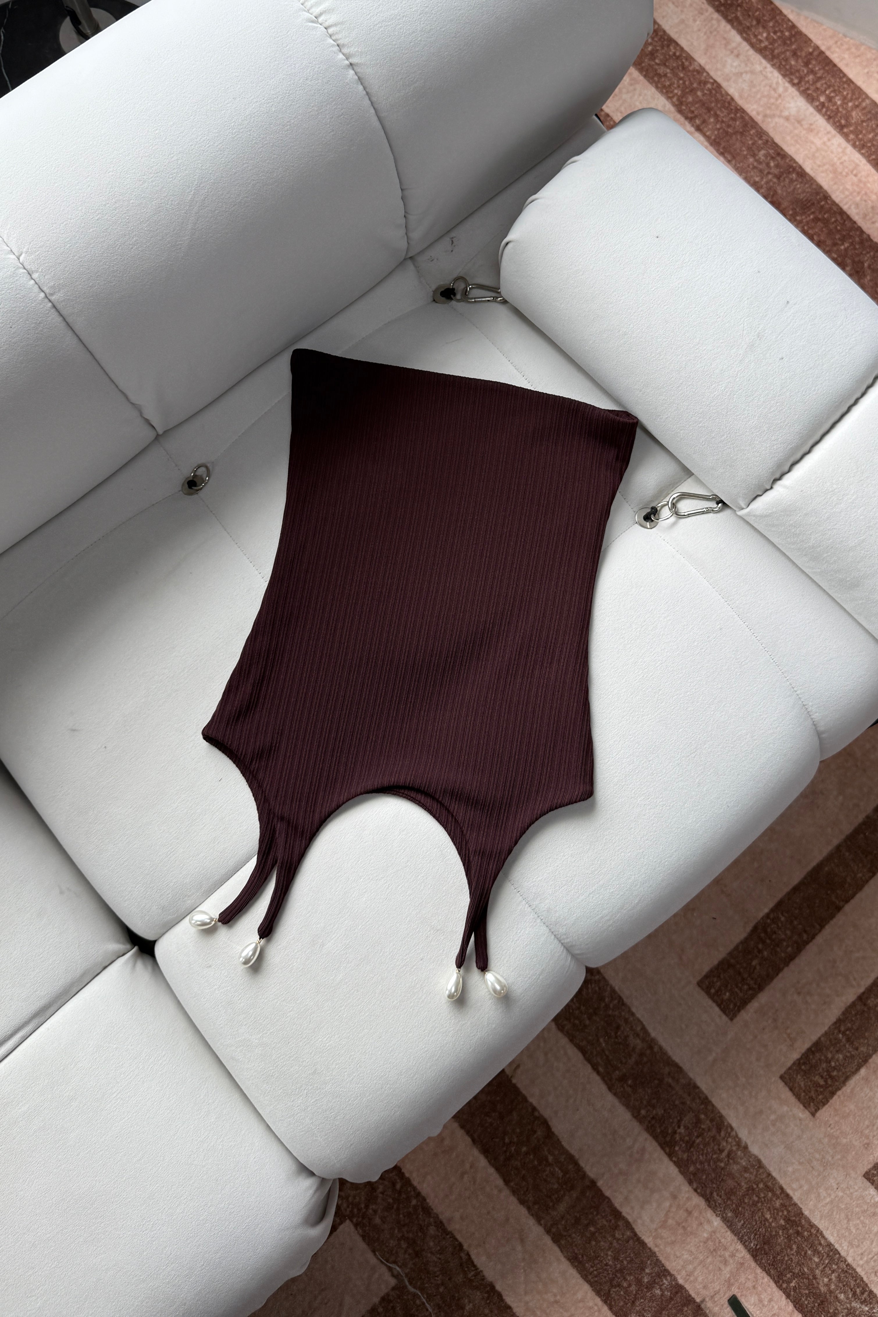 STRAPLESS KNIT CORSET in BROWN