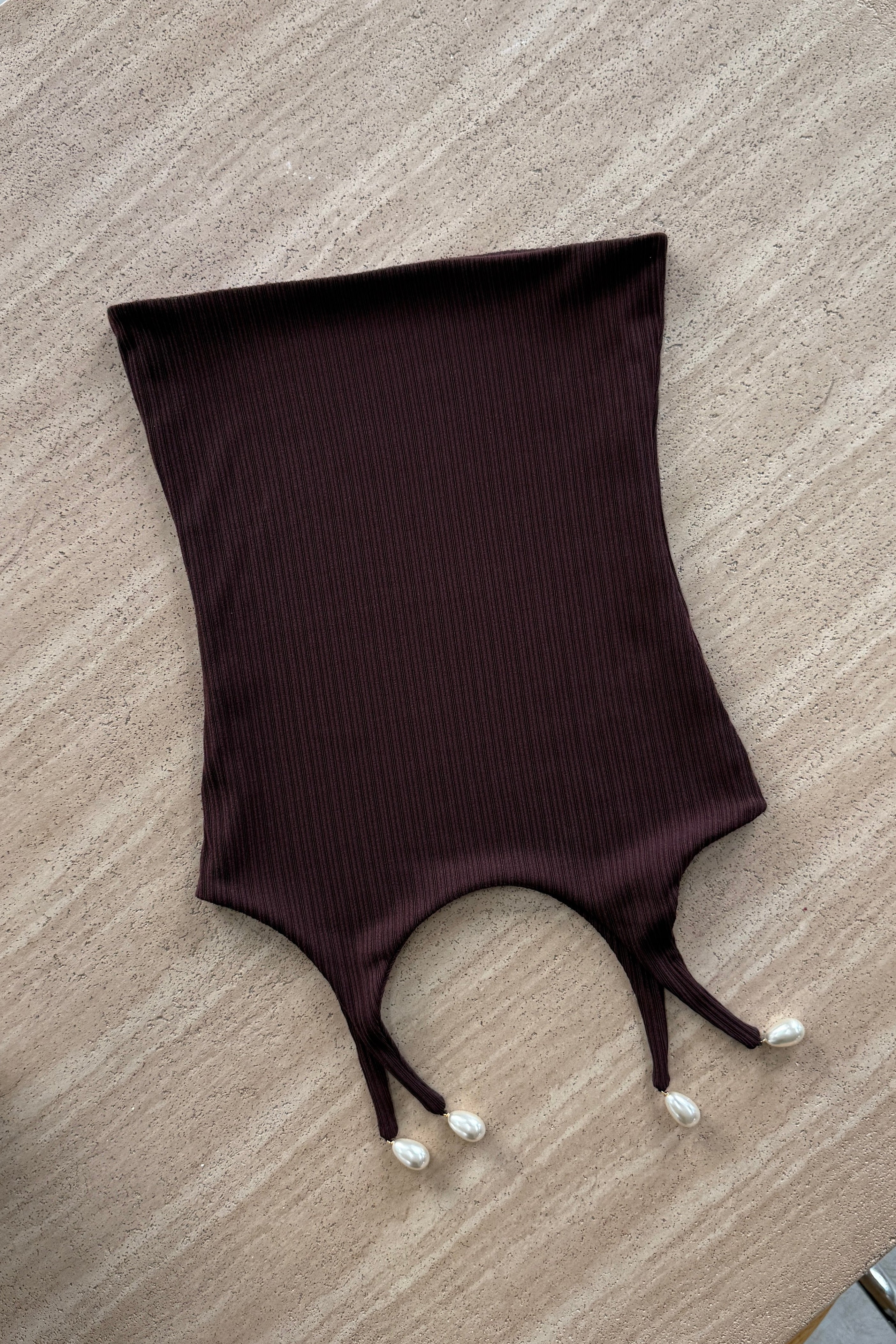 STRAPLESS KNIT CORSET in BROWN