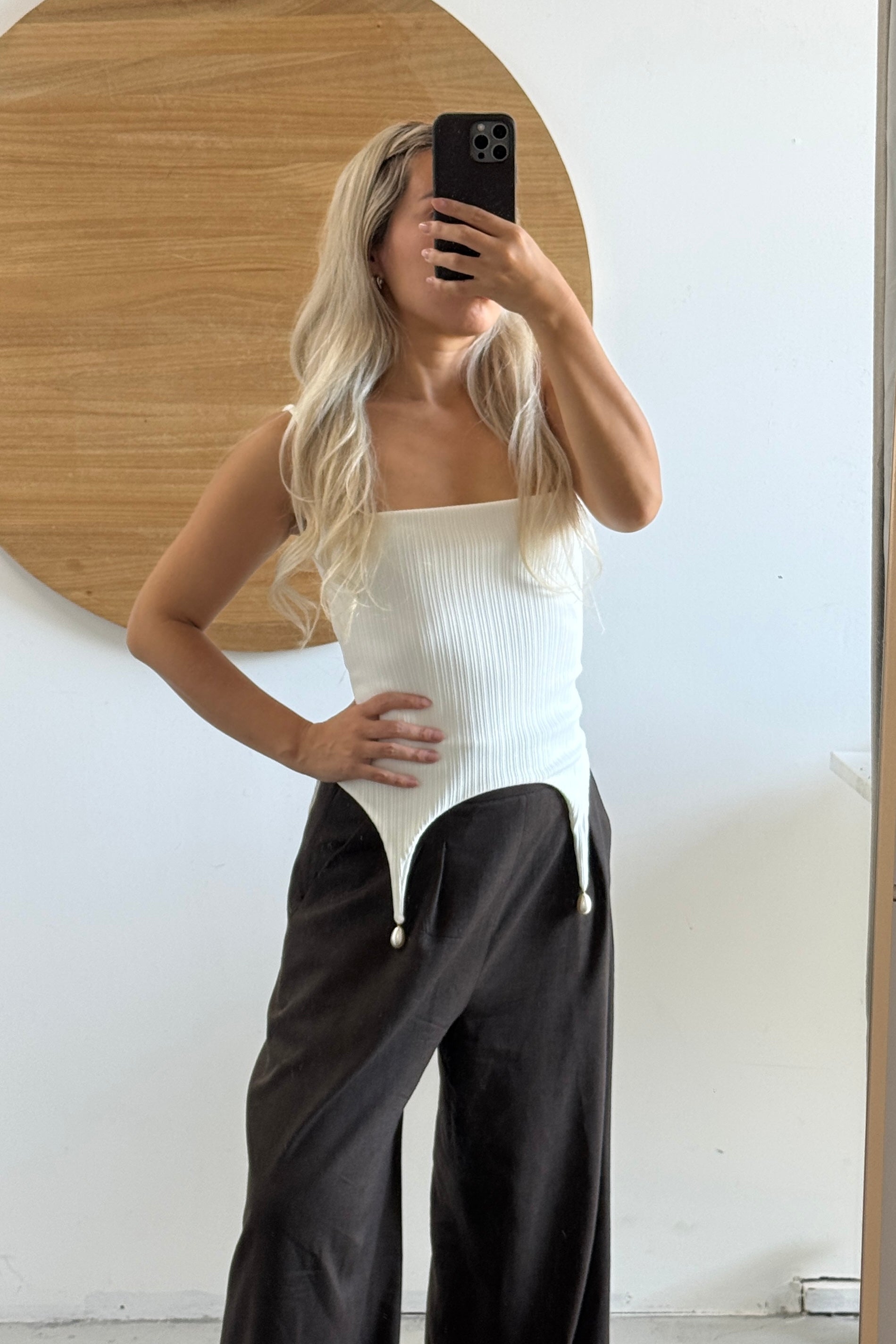 RIB KNIT CORSET in WHITE