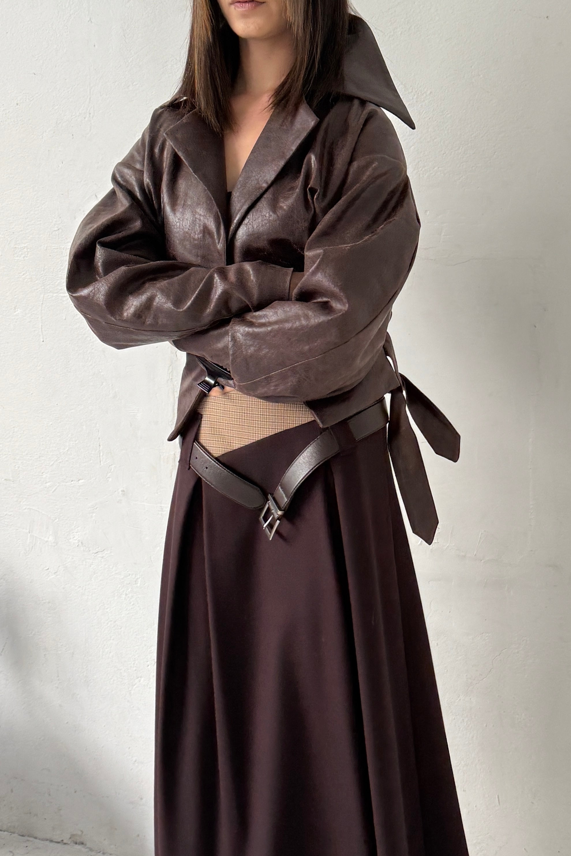 LEATHER BELT BROWN LE01