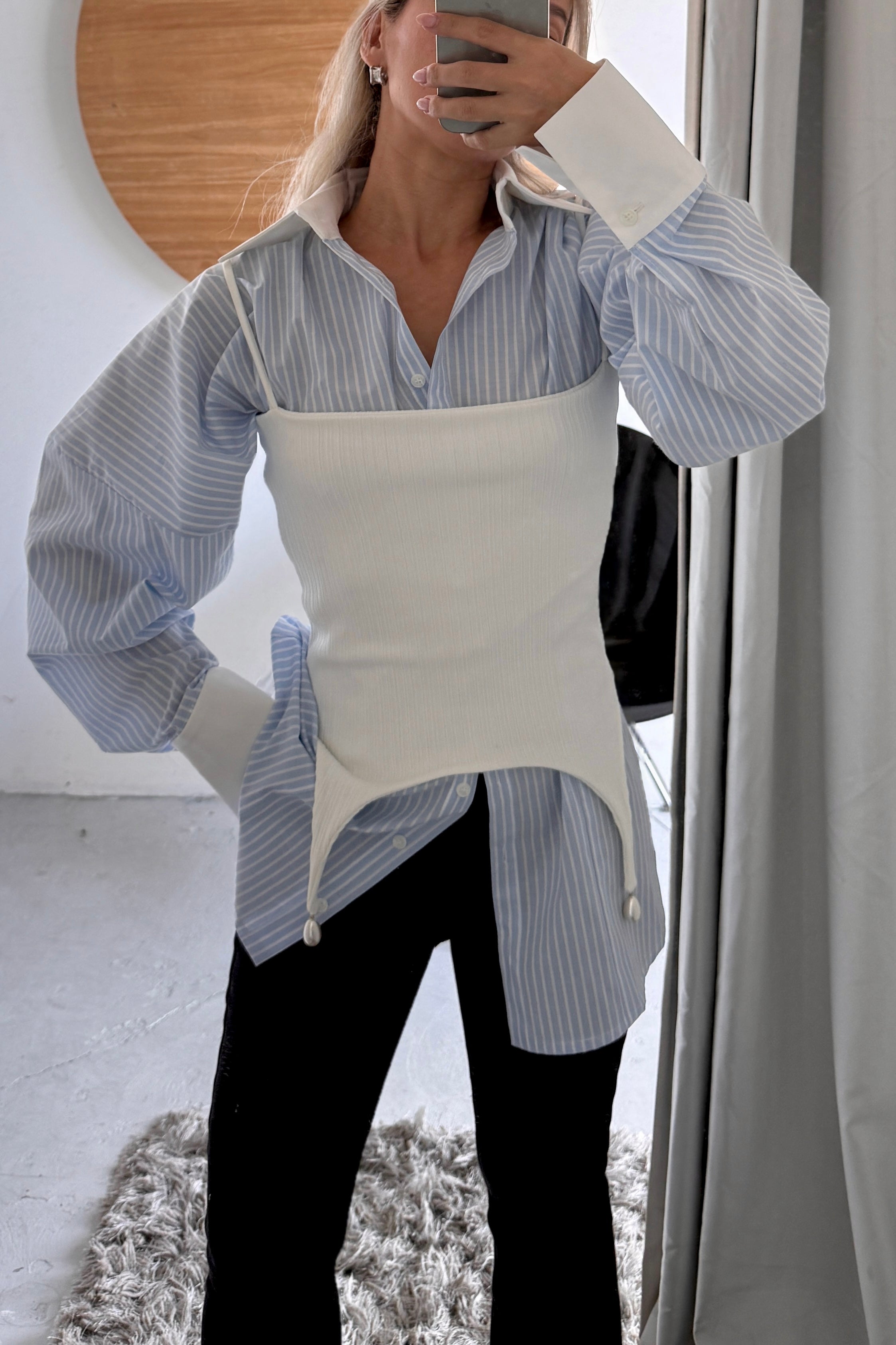 RIB KNIT CORSET in WHITE