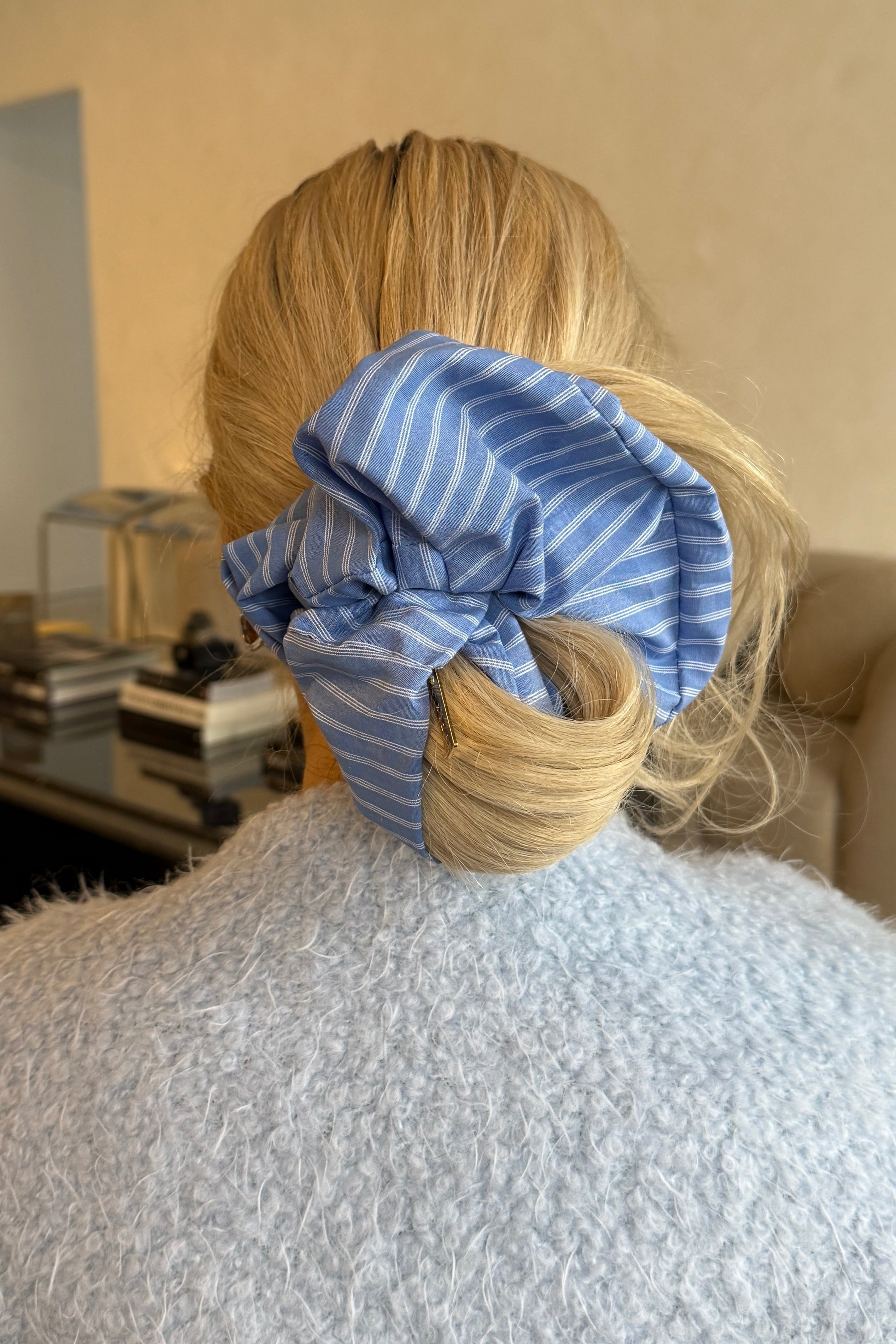 SCRUNCHIE in BABY BLUE PINSTRIPE