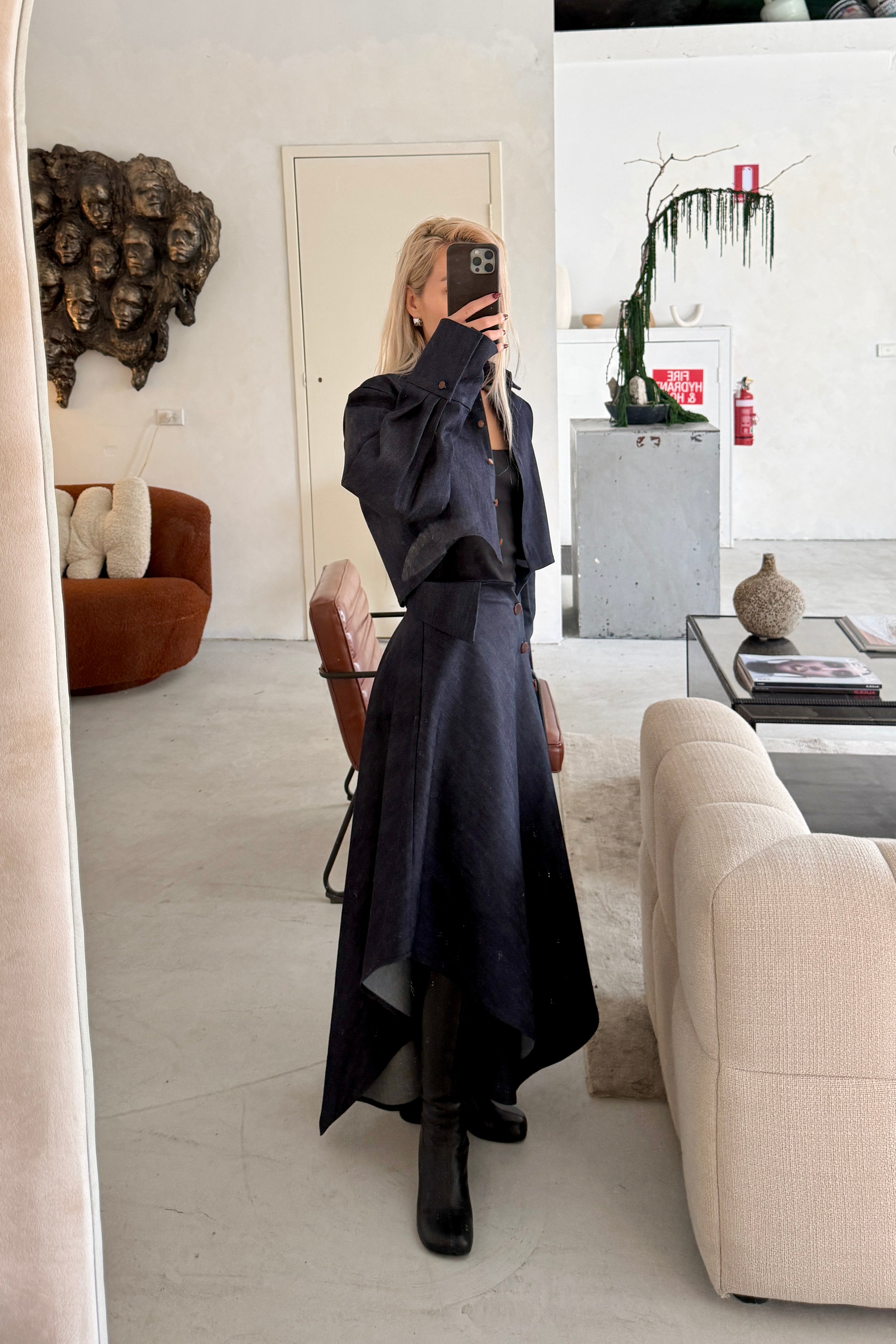 DENIM DECONSTRUCTED HANDKERCHIEF HEM SKIRT