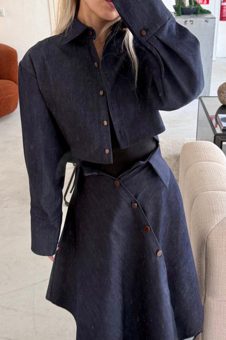 DENIM BOXY CROPPED JACKET