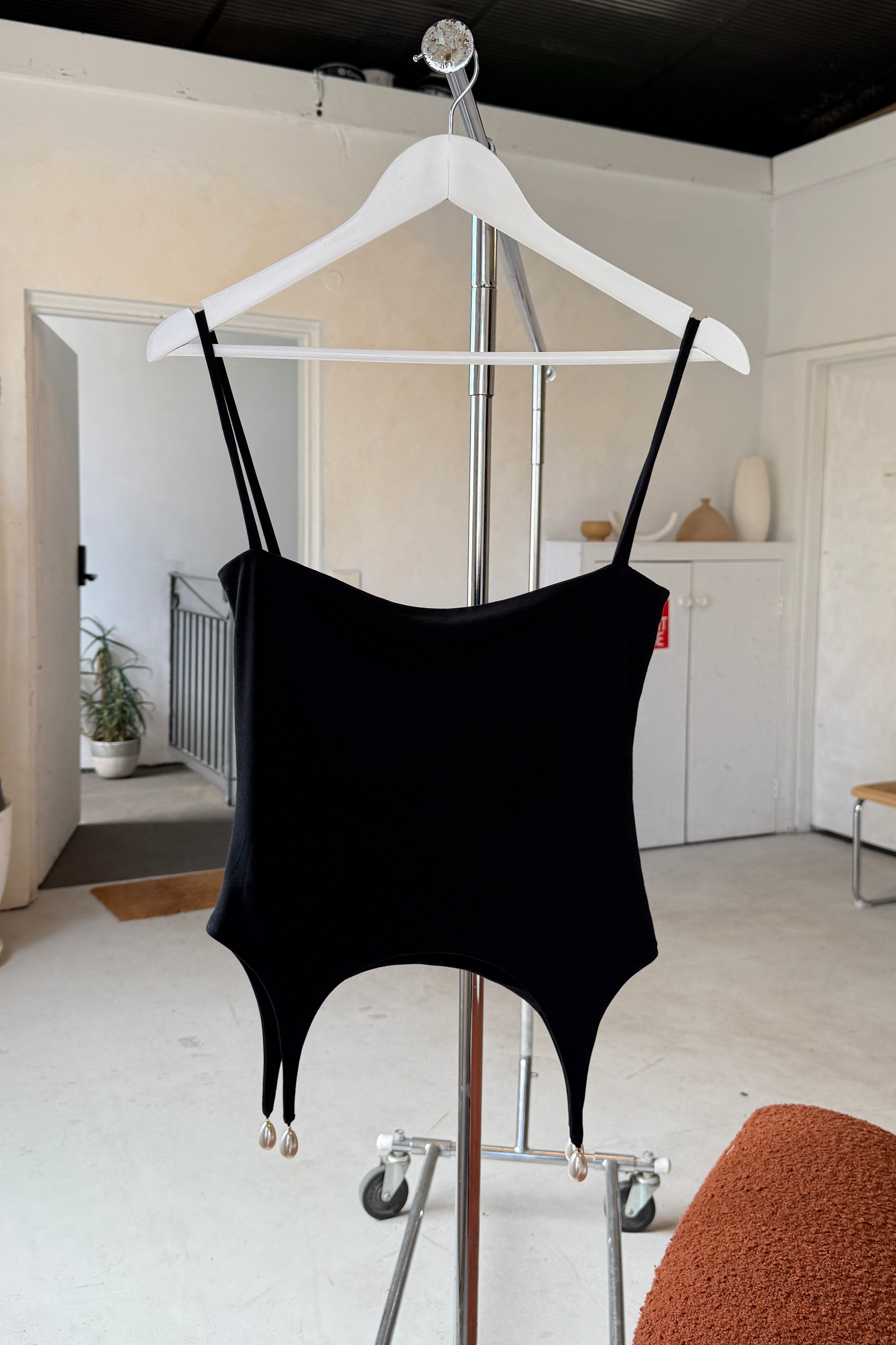 BAMBOO KNIT CORSET in BLACK