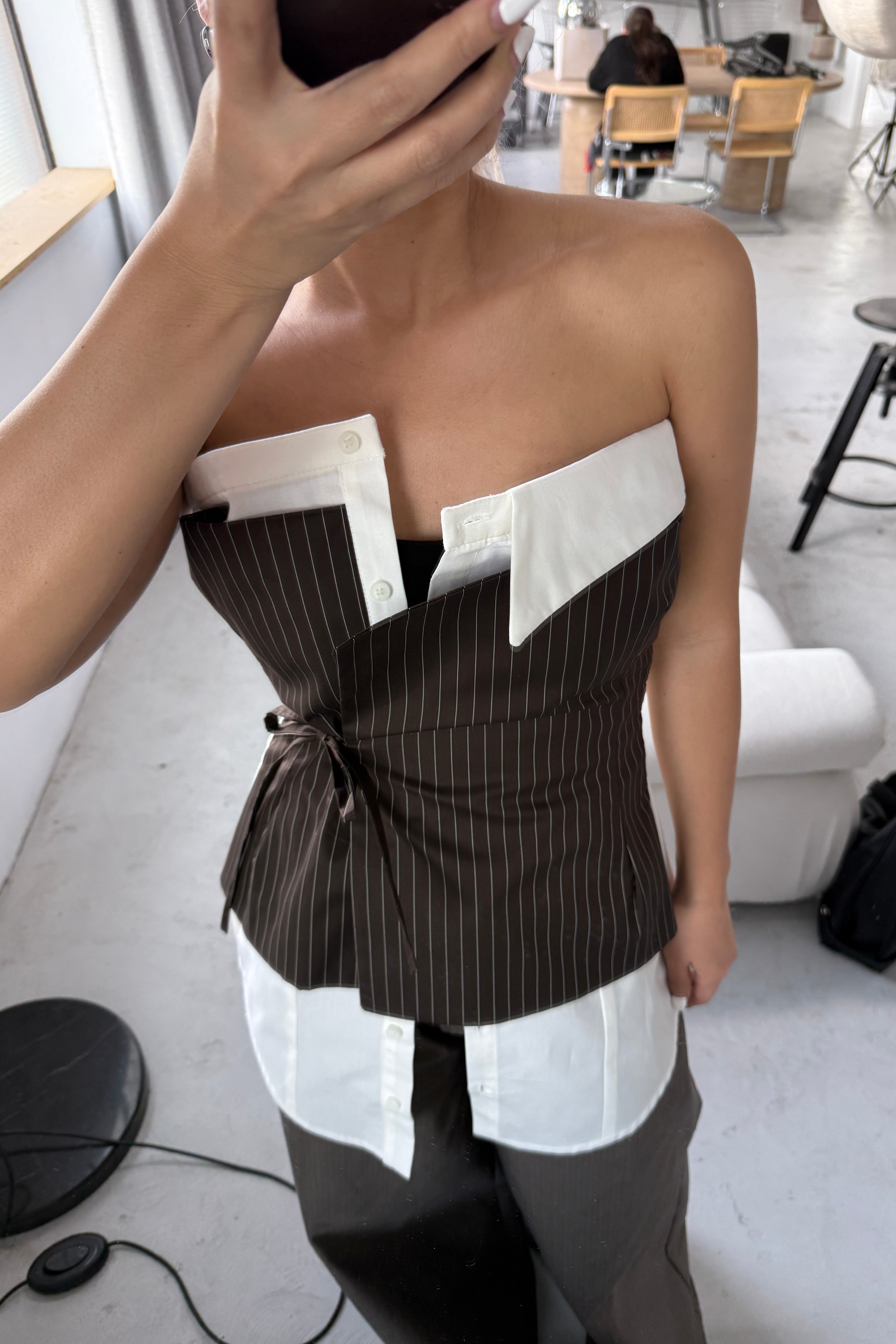 DECONSTRUCTED WRAP SHIRT TOP
