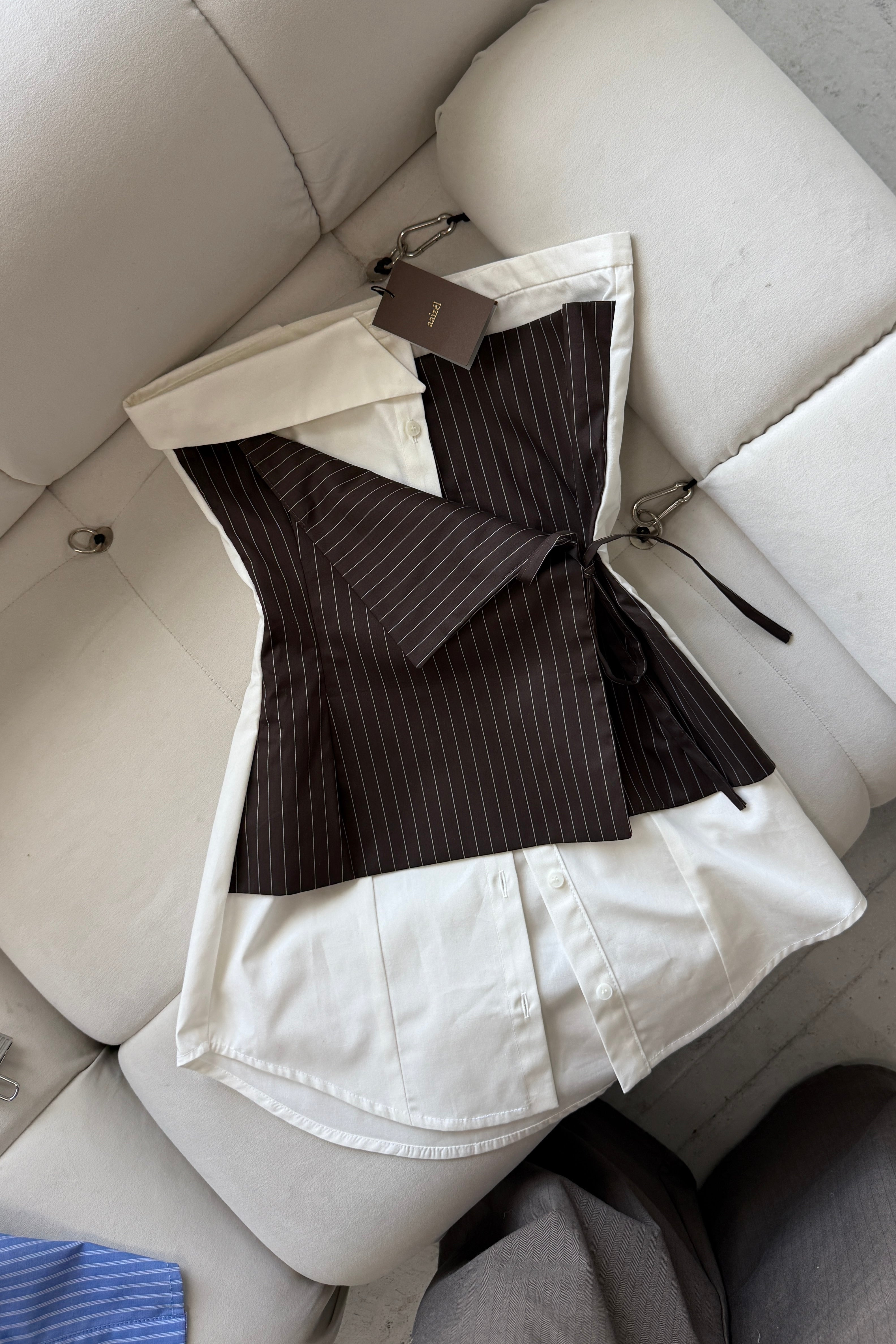 DECONSTRUCTED WRAP SHIRT TOP