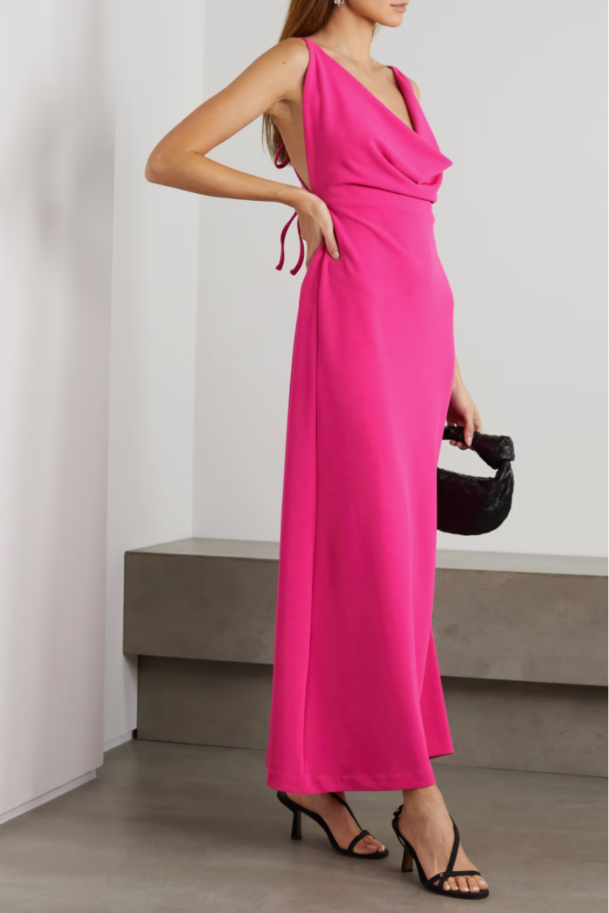 BACKLESS DRAPE MAXI DRESS
