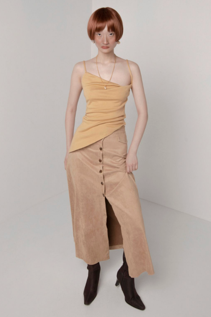 WOOL BLEND TWIST COWLNECK TOP