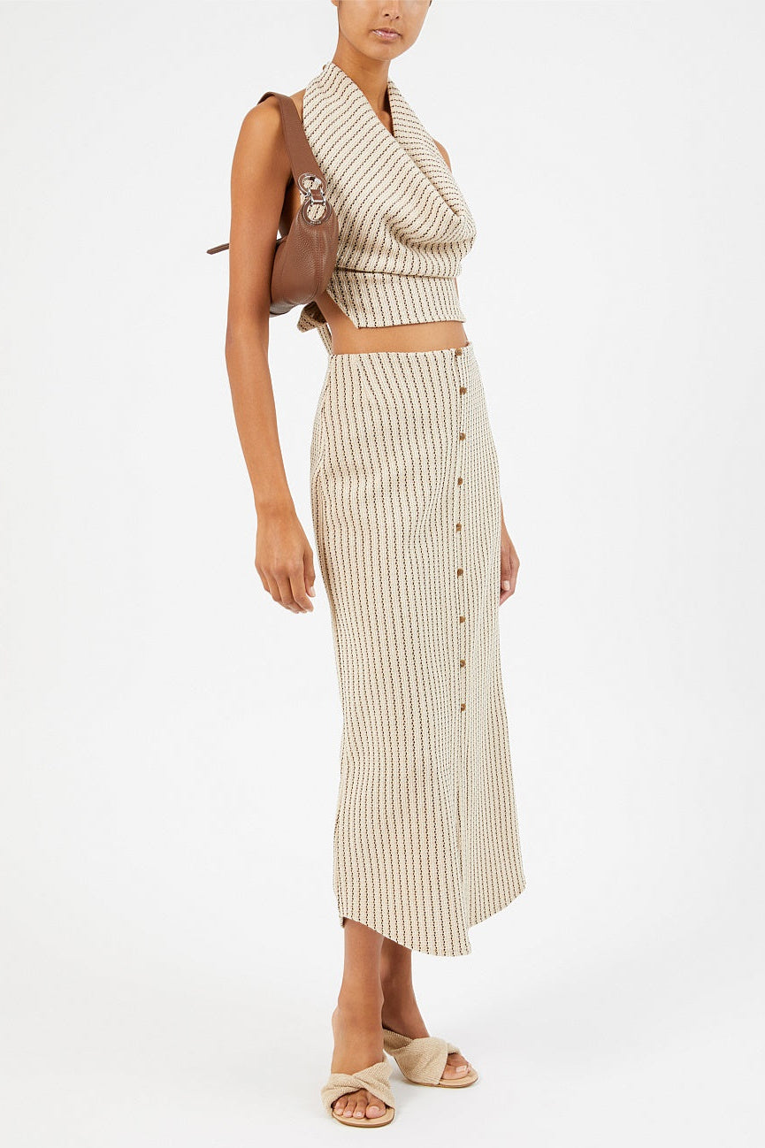 RAFIA STRIPE LONG SKIRT
