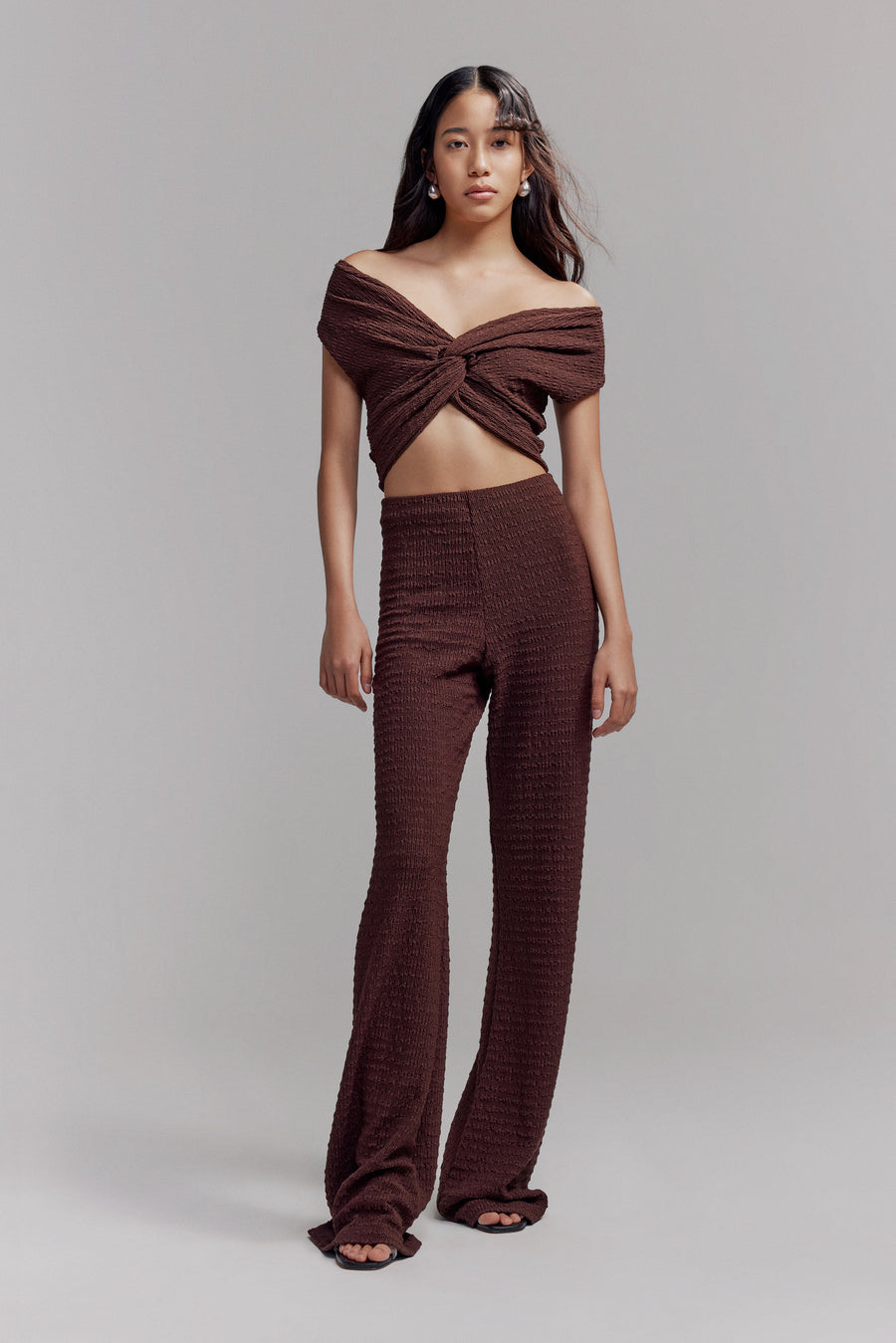 CRINKLE A-LINE KNIT PANT