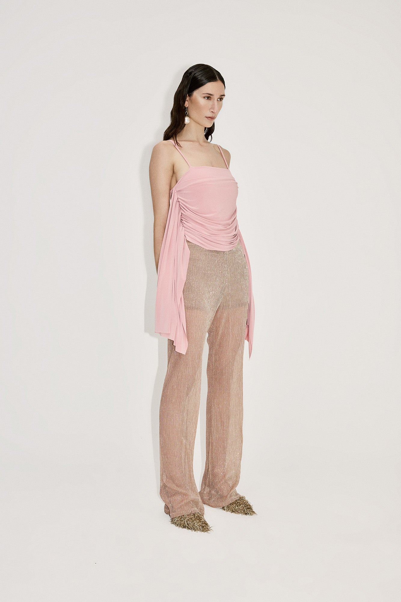 LINED CRINKLE SHEER PANT