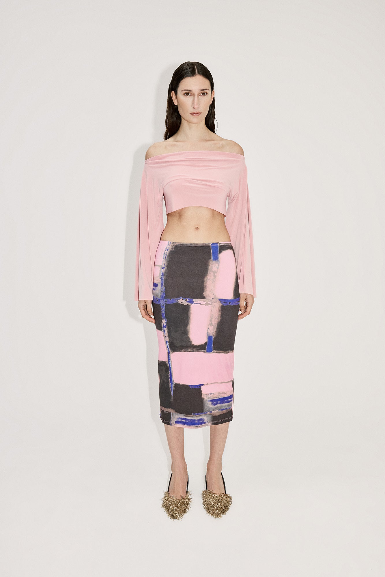 ABSTRACT PRINT PENCIL SKIRT