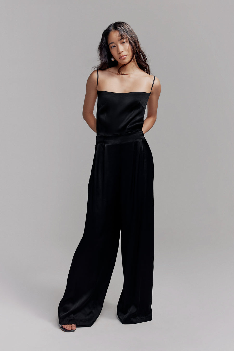 BACKLESS SATIN JUMPSUIT