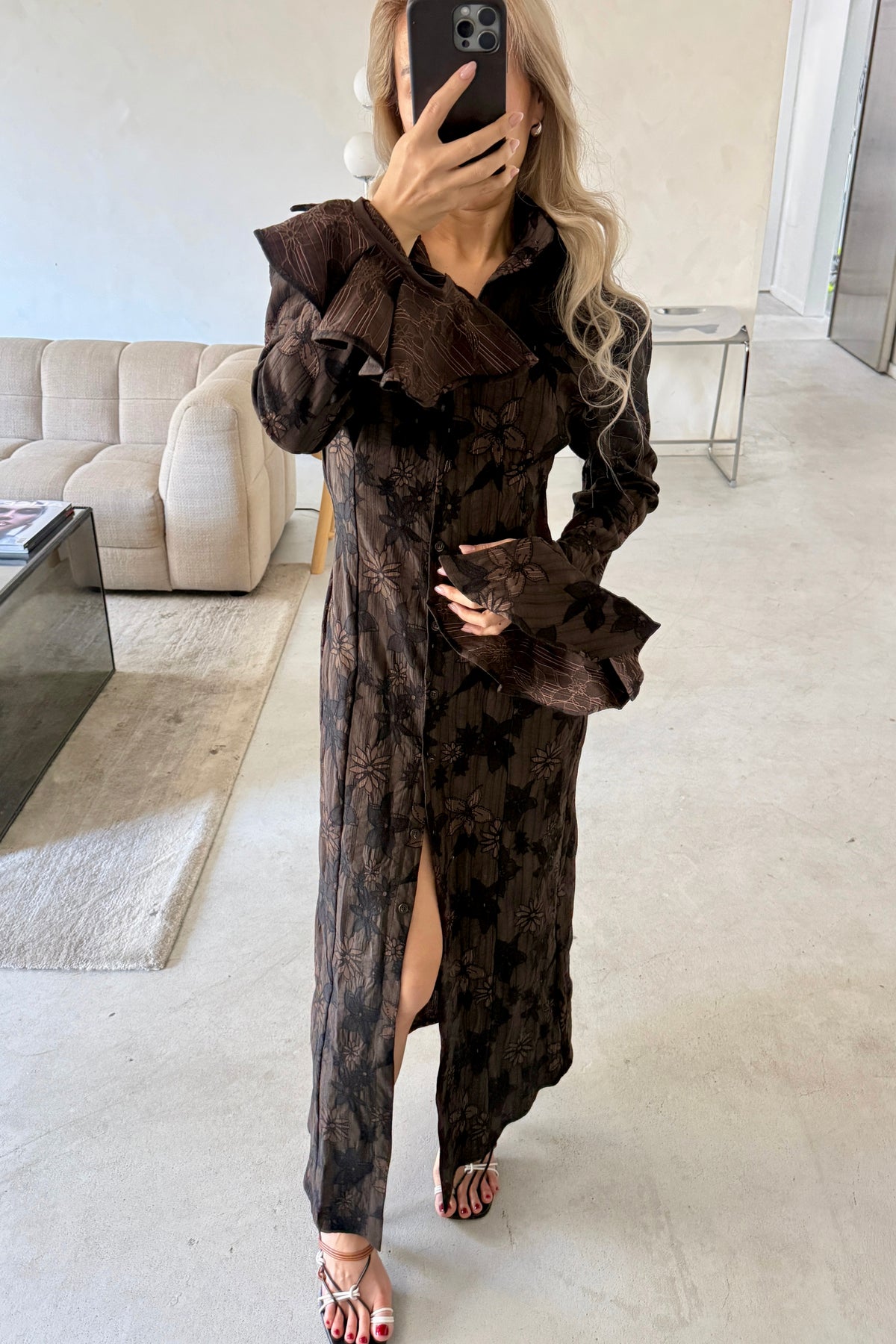 DAISY MAXI DRESS WITH FLOUNCE SLEEVES