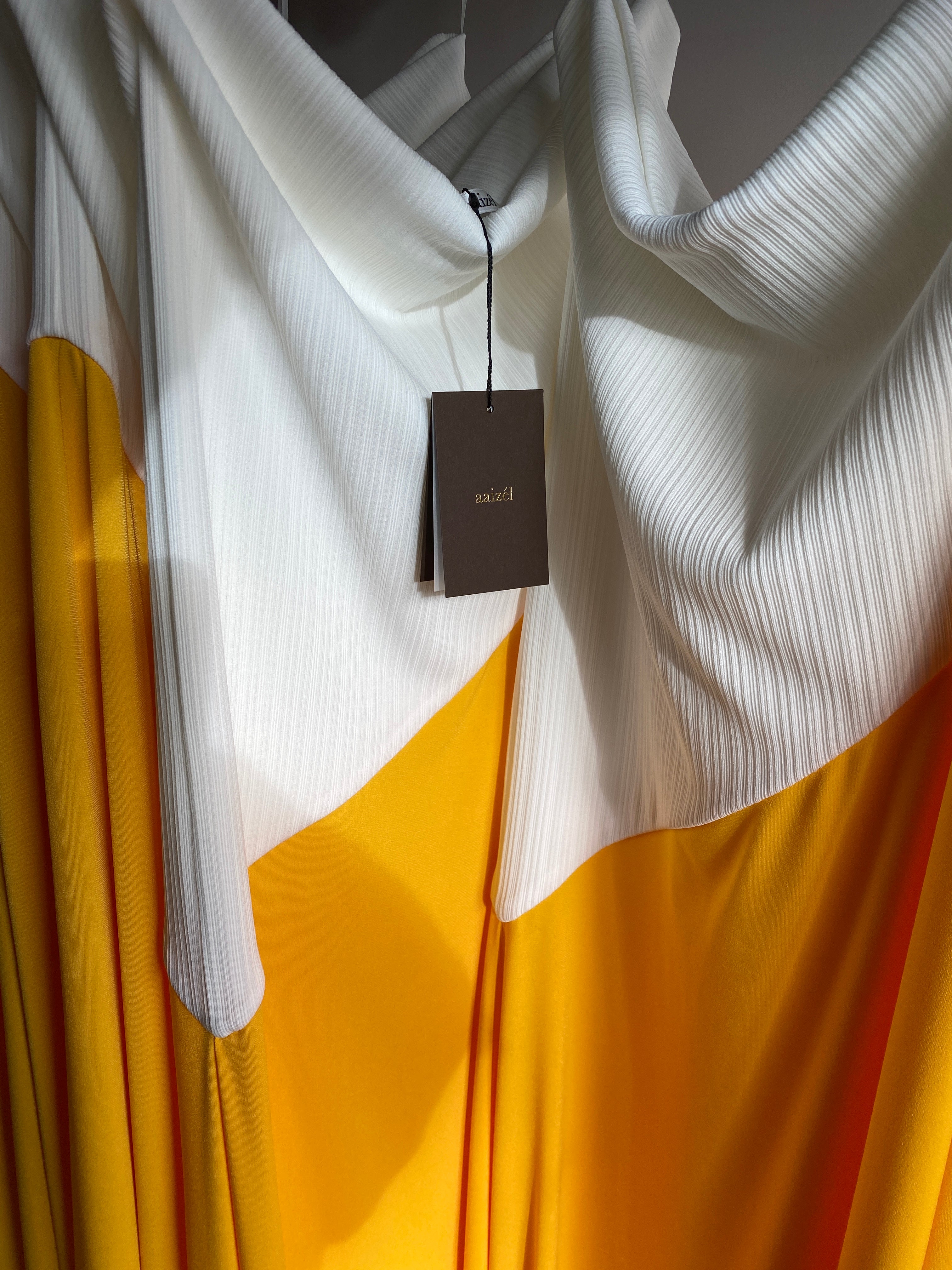 TWO TONE ASYMMETRIC LINE MAXI DRESS in WHITE/YELLOW