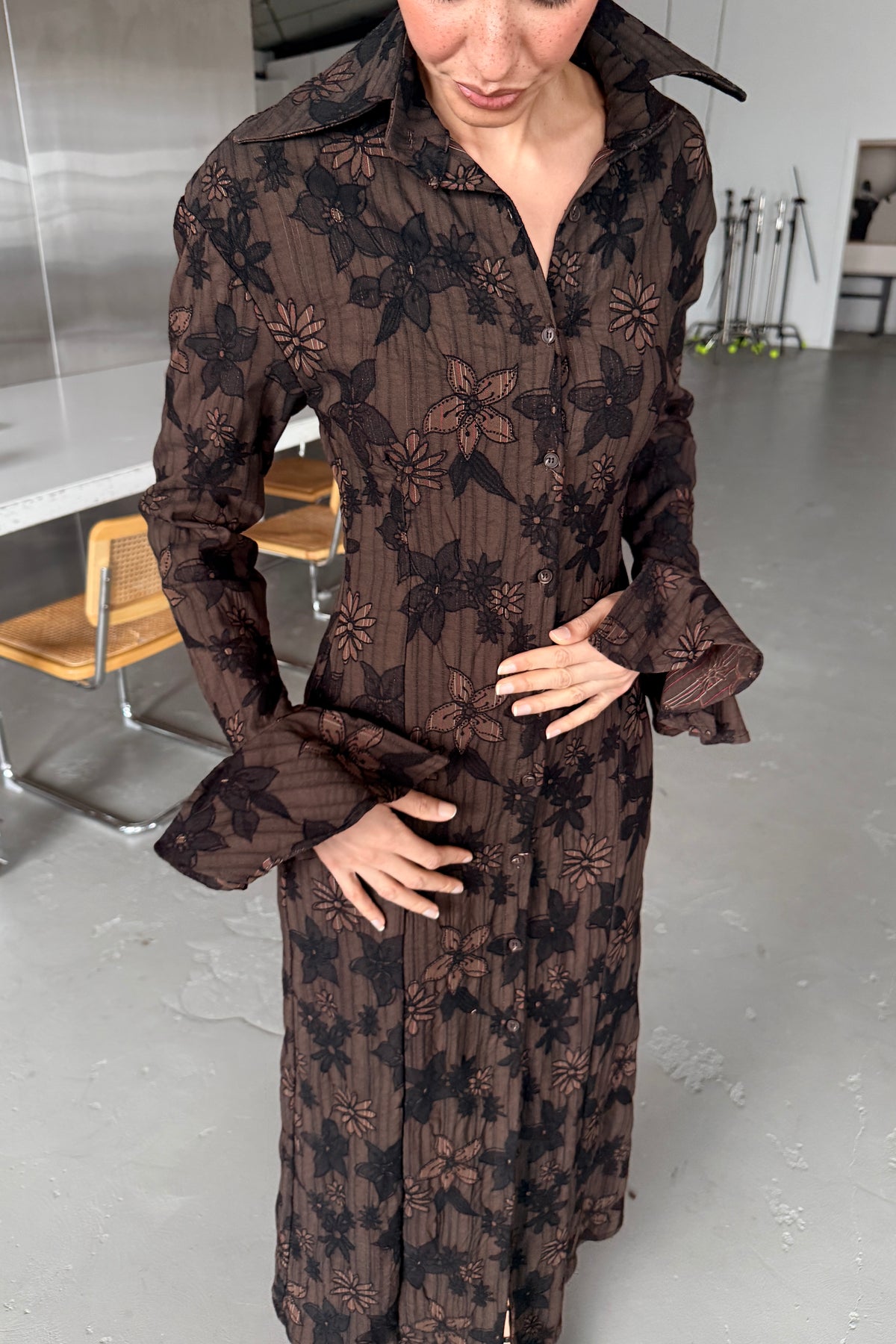 DAISY MAXI DRESS WITH FLOUNCE SLEEVES