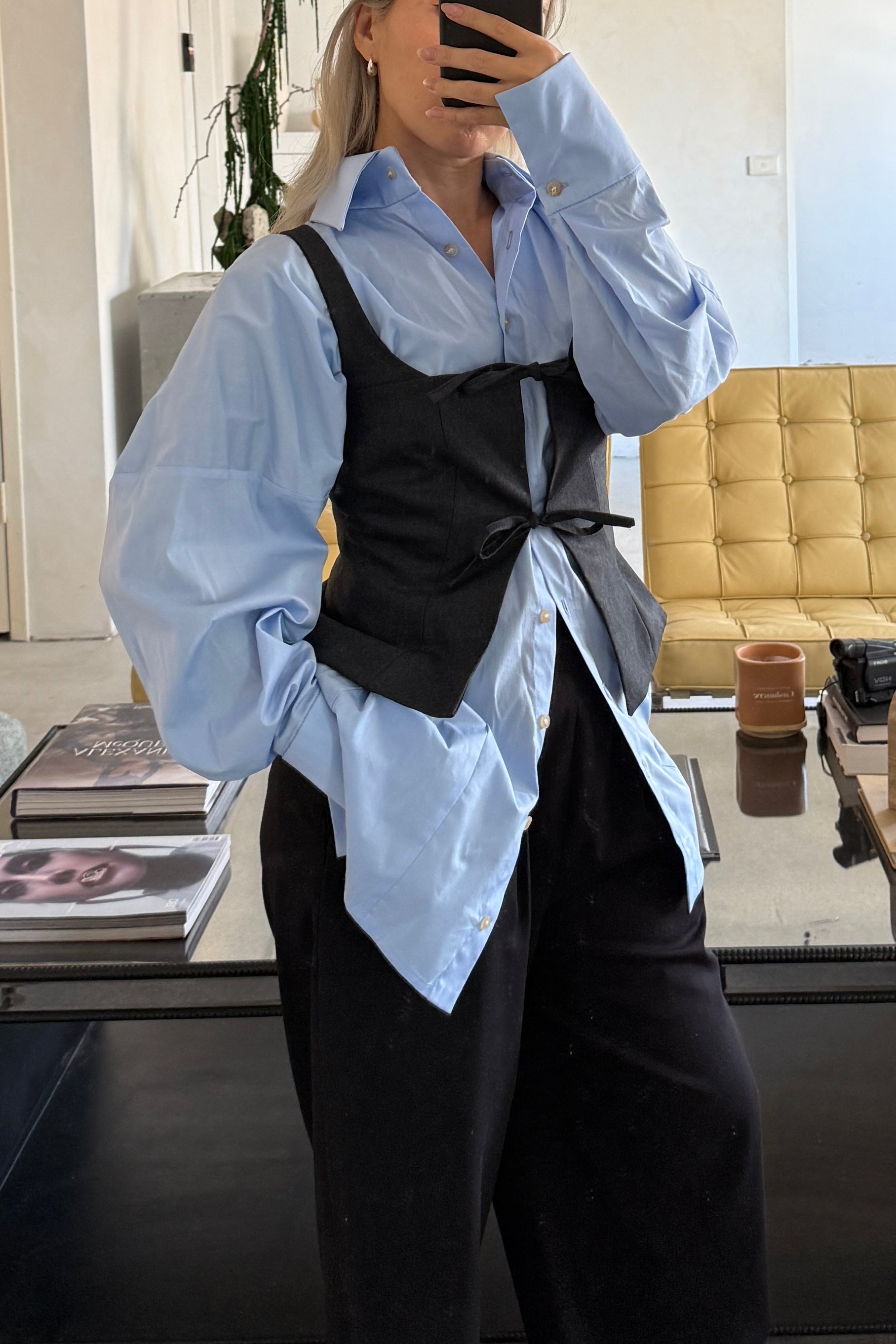 TAILORED WOOL TIE TOP