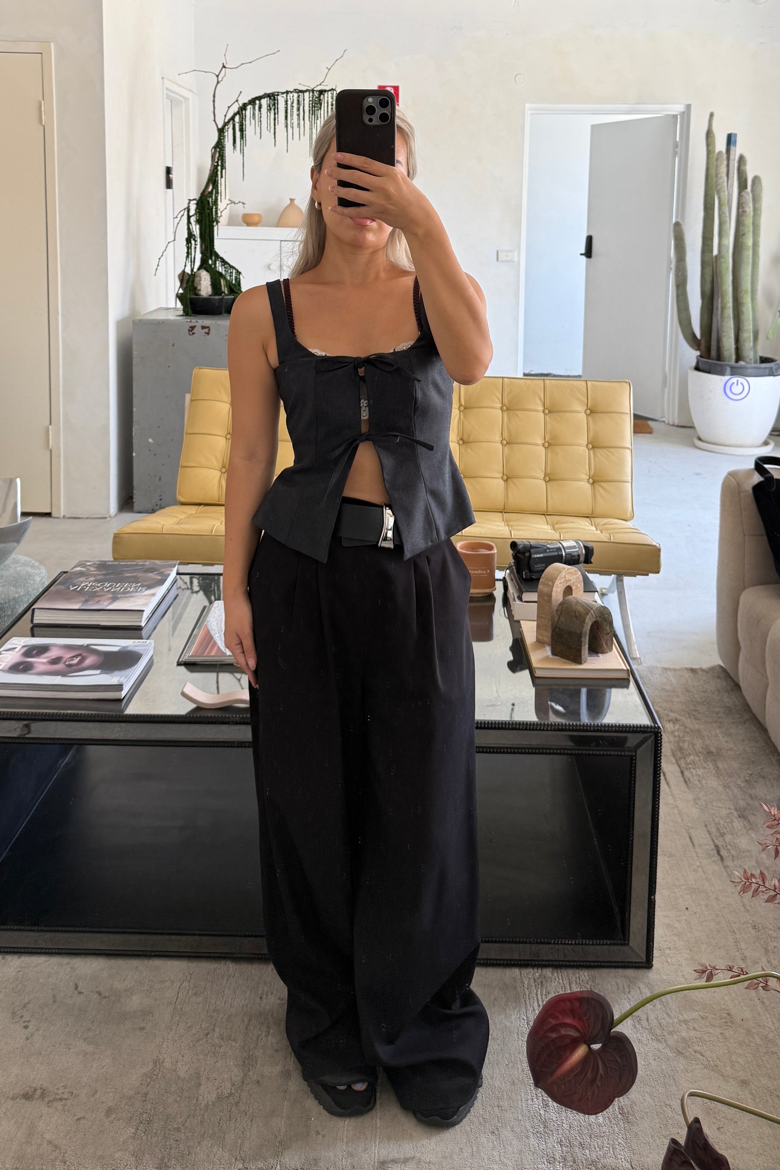 TAILORED WOOL TIE TOP