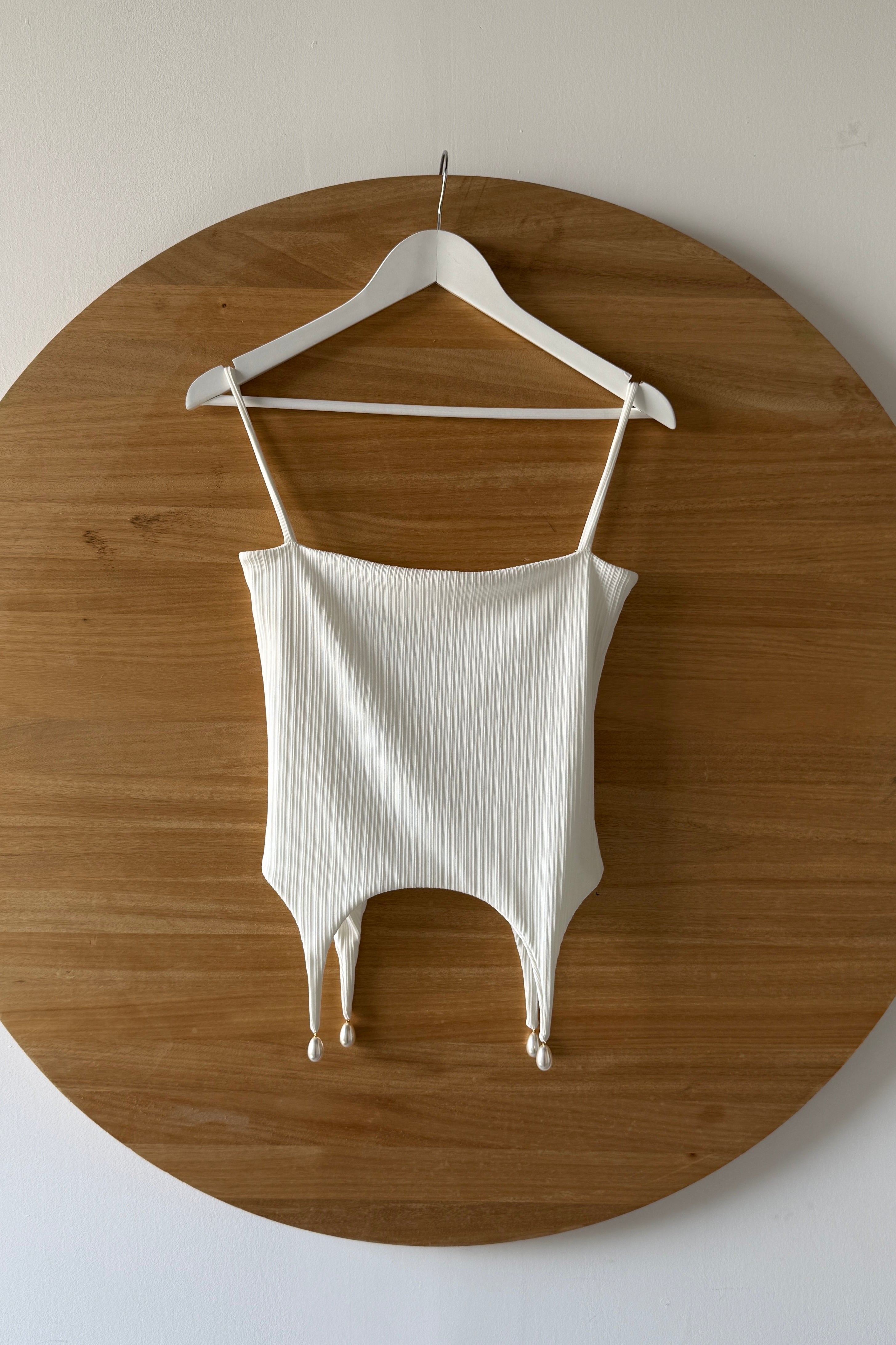 RIB KNIT CORSET in WHITE