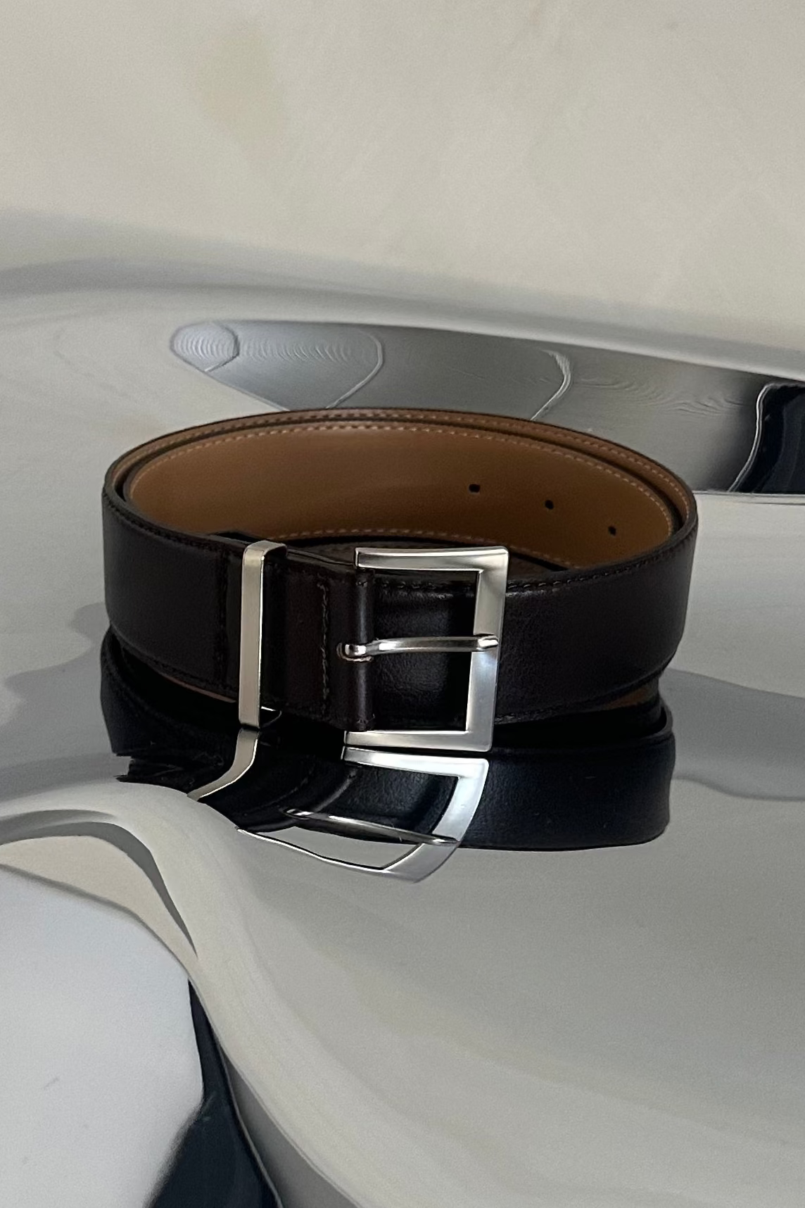 LEATHER BELT BROWN LE01