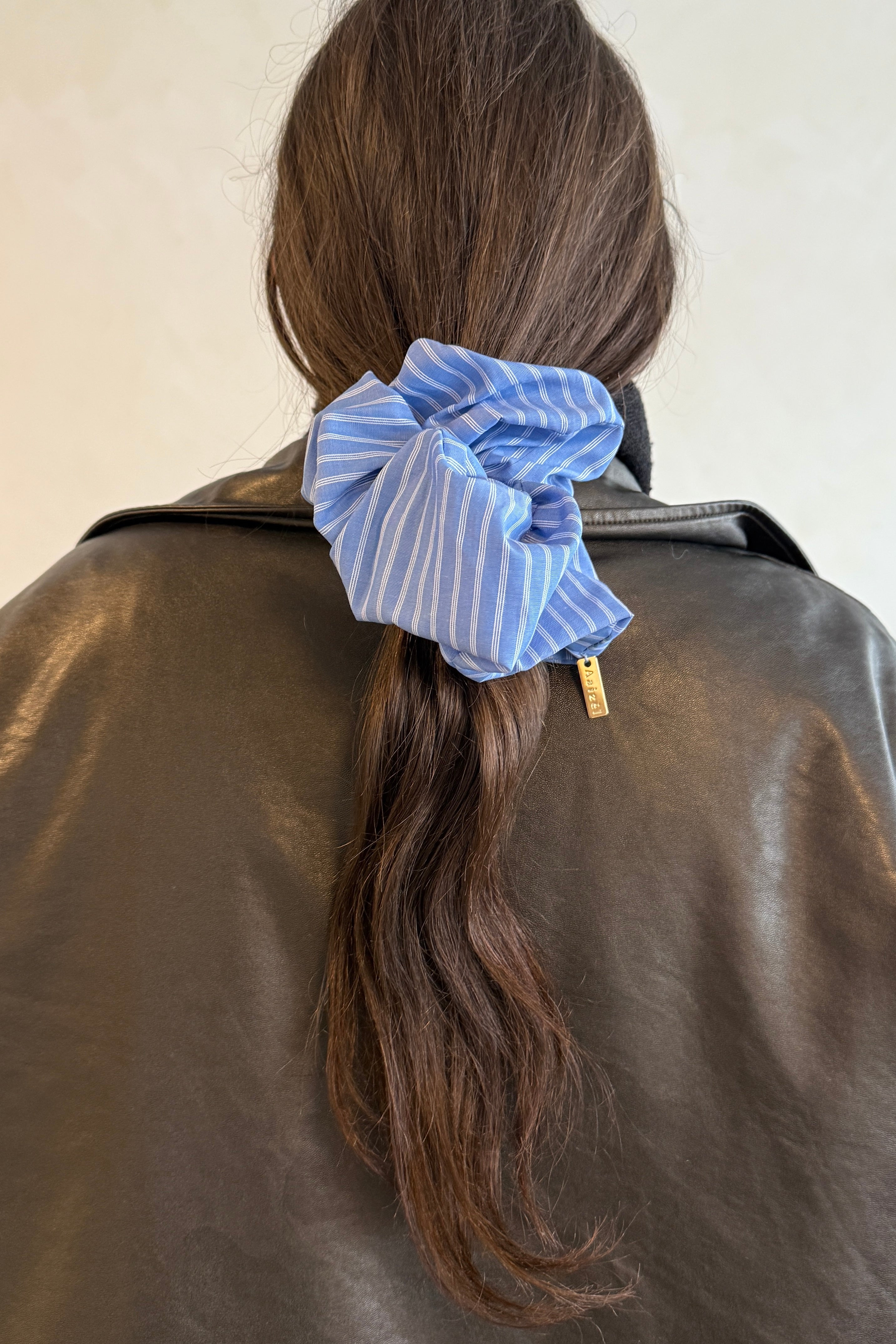 SCRUNCHIE in BABY BLUE PINSTRIPE