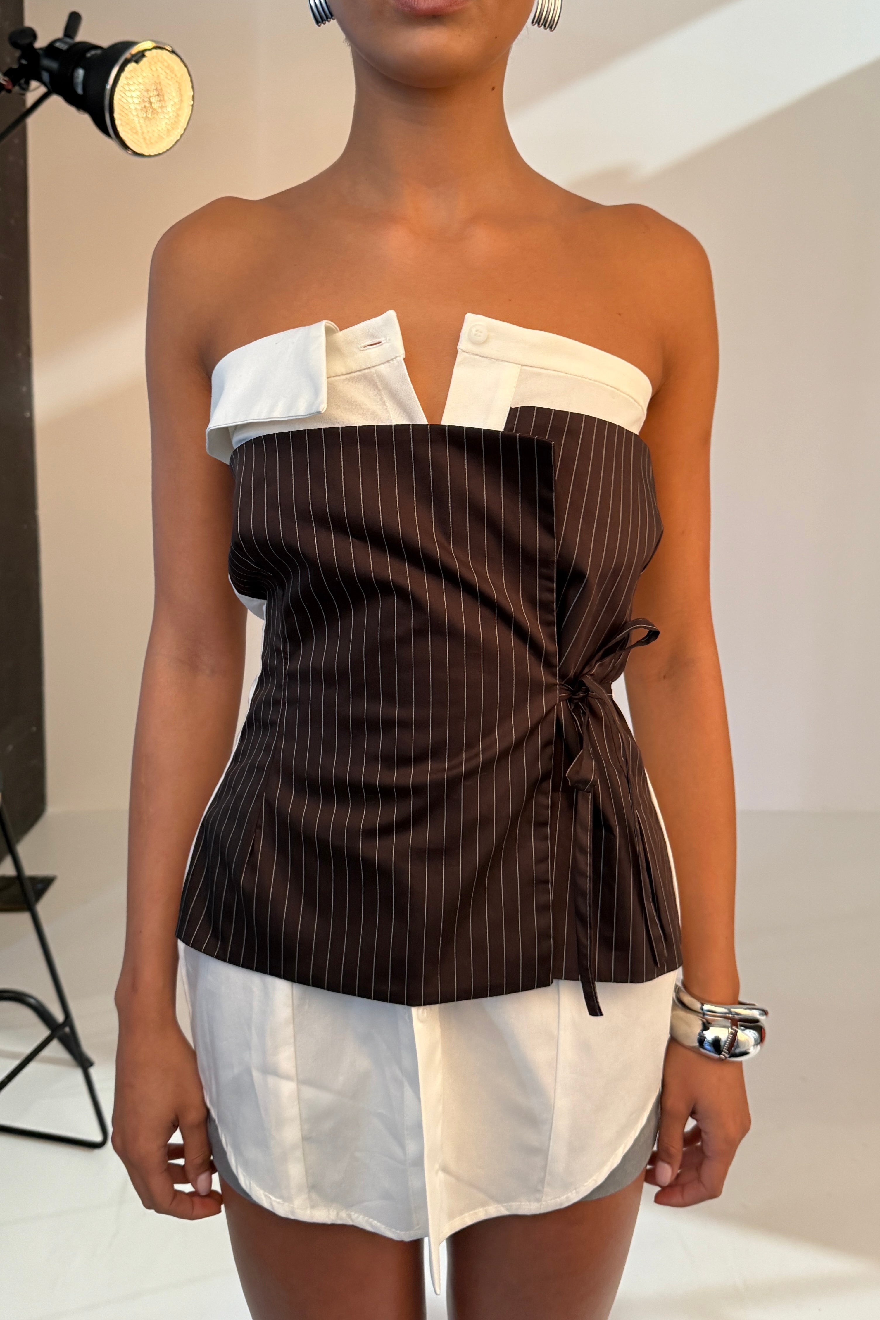 DECONSTRUCTED WRAP SHIRT TOP