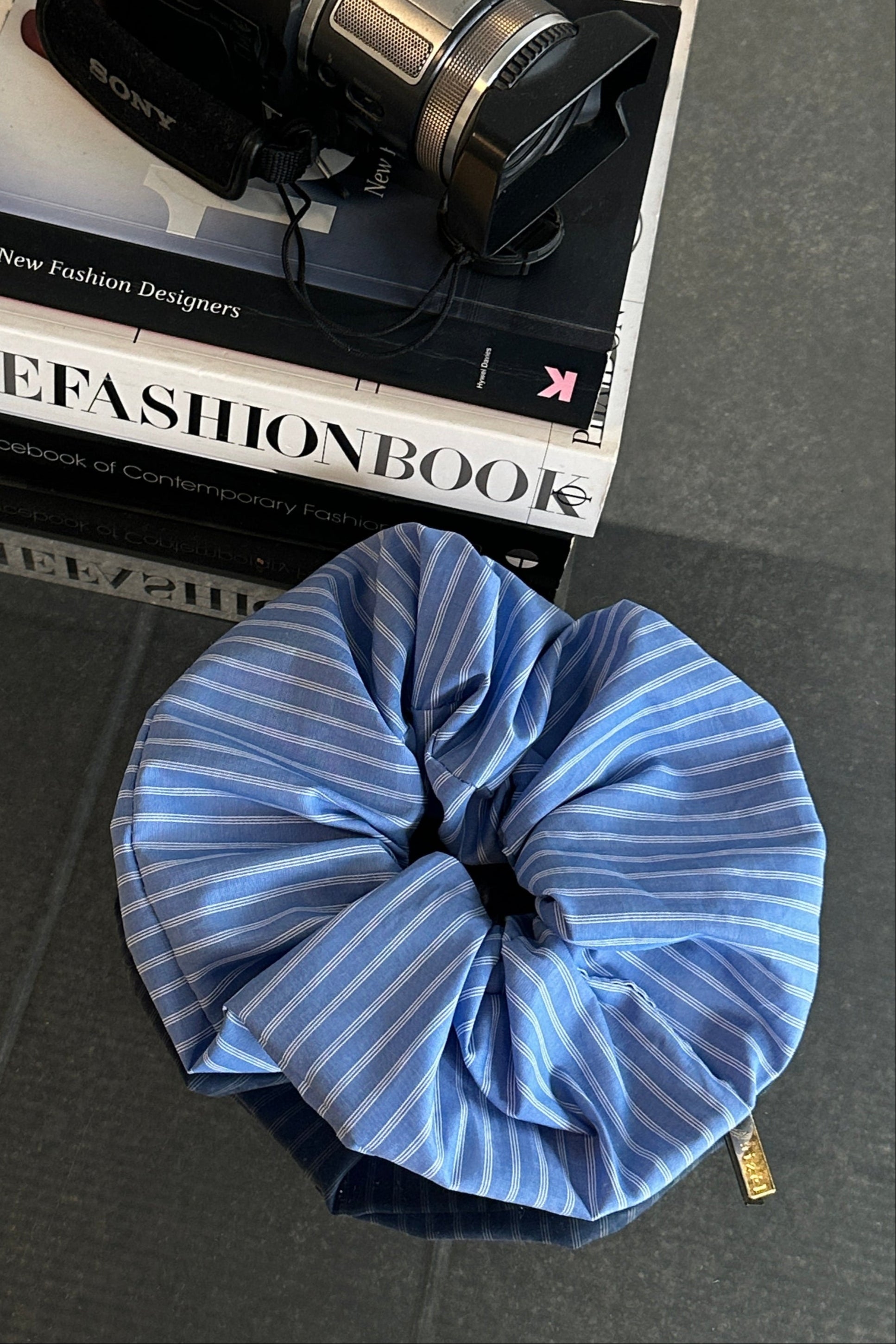 SCRUNCHIE in BABY BLUE PINSTRIPE