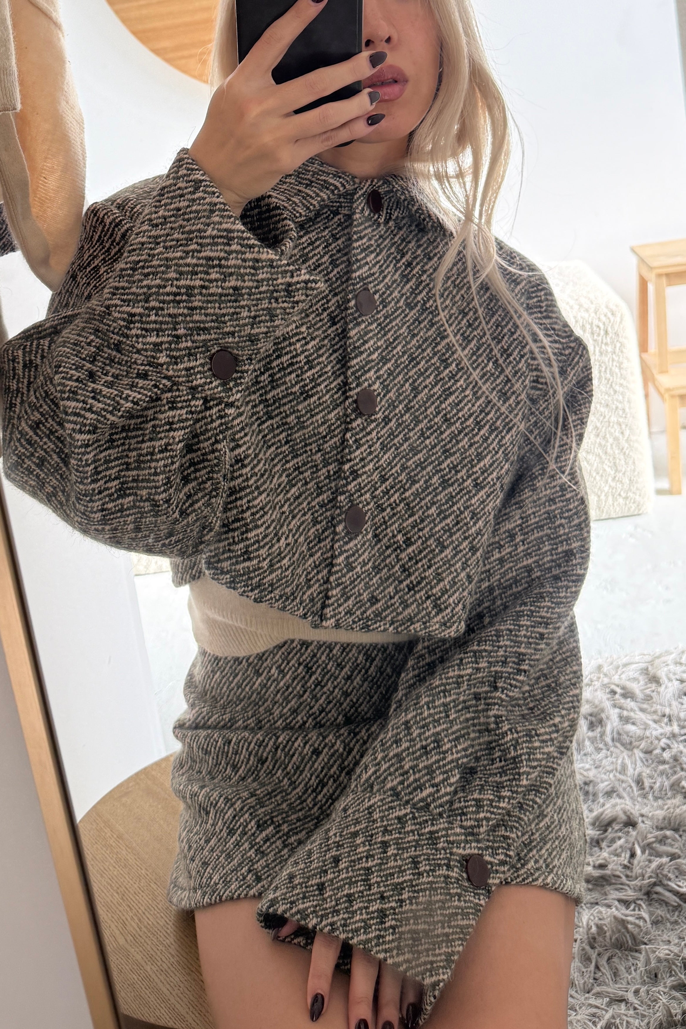 AYA JAPANESE WOOL BOUCLÉ JACKET in OLIVE
