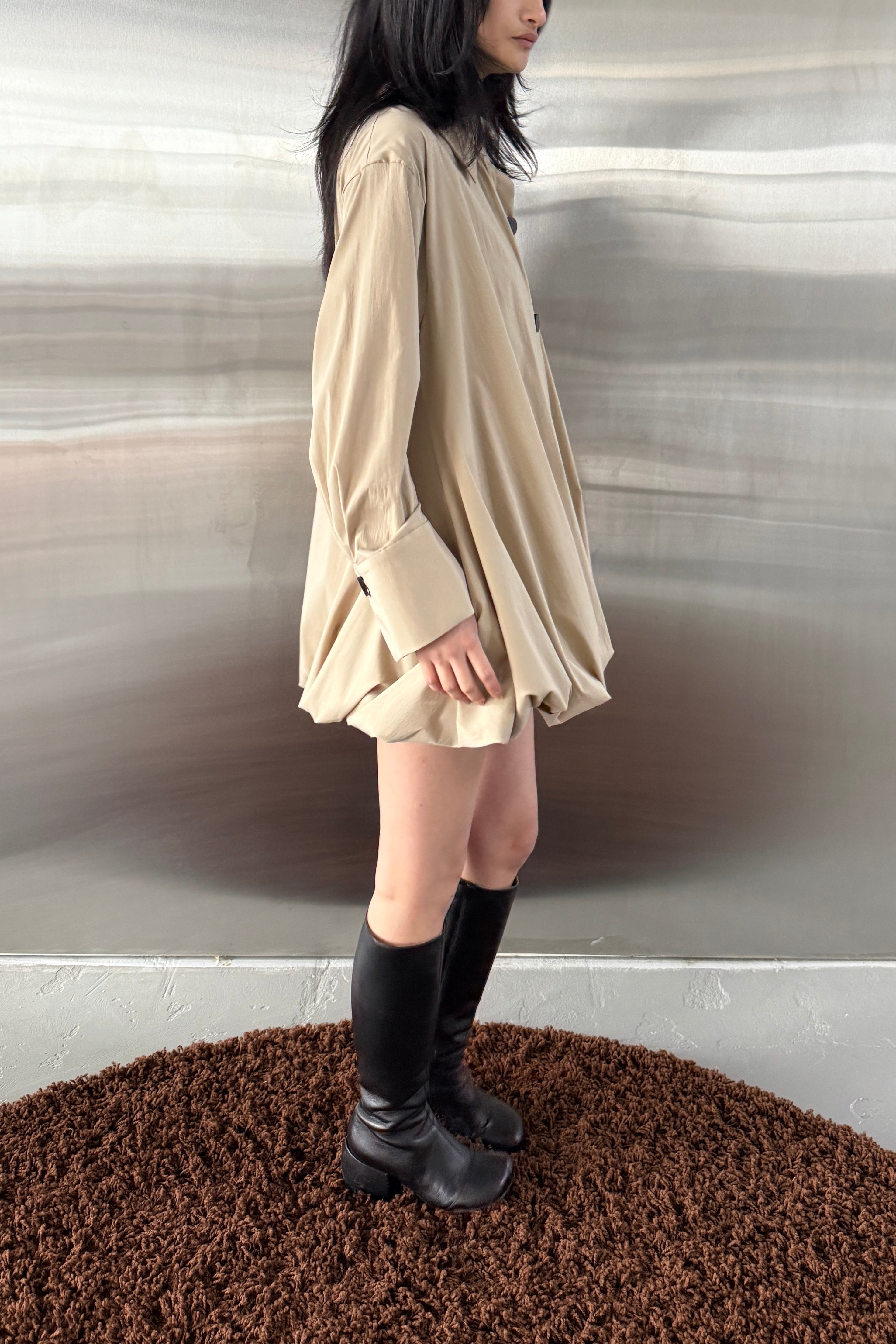 ROWENA BALLOON HEM JACKET DRESS in BEIGE