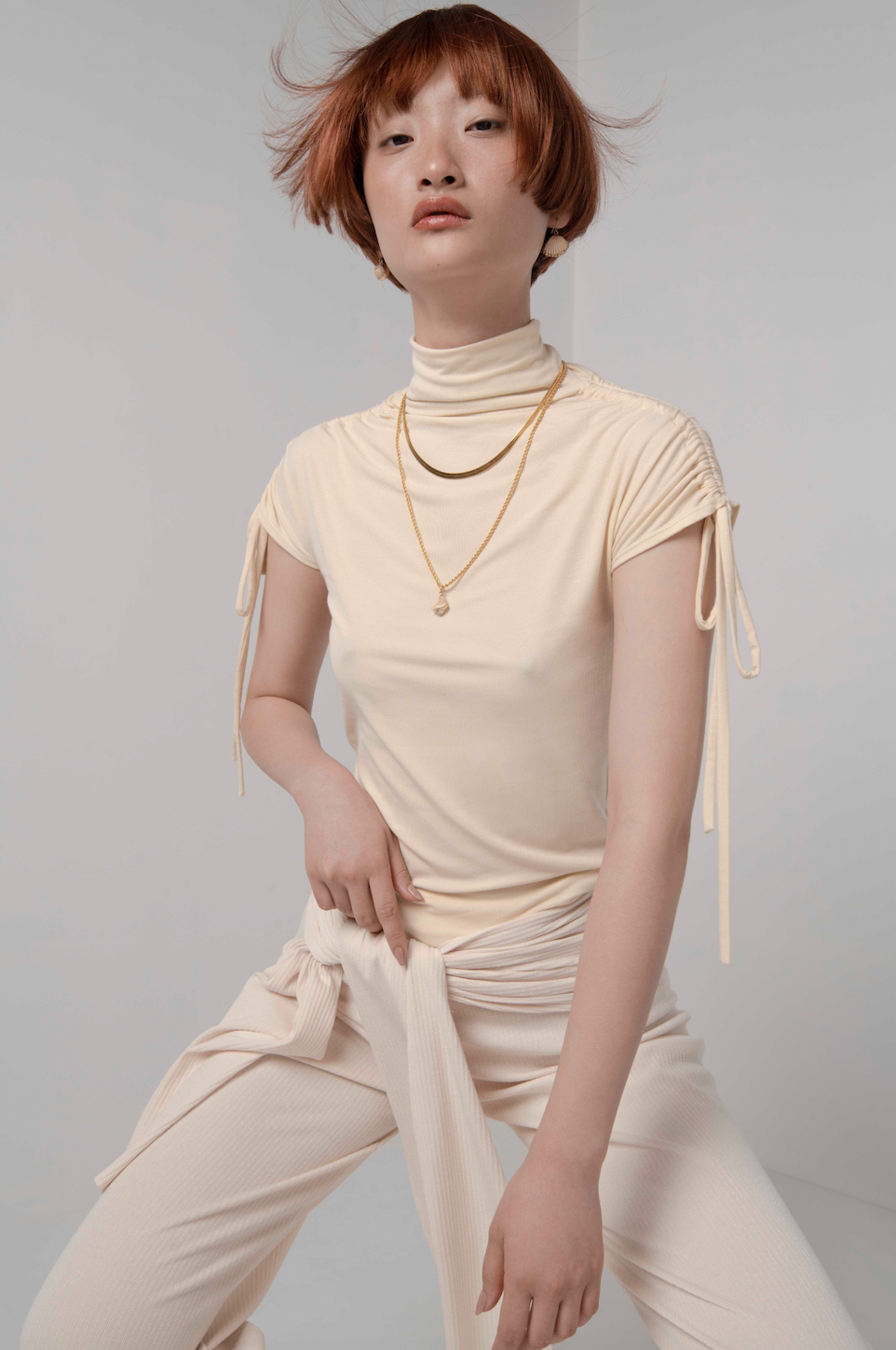 CAP SLEEVE DRAWSTRING TOP