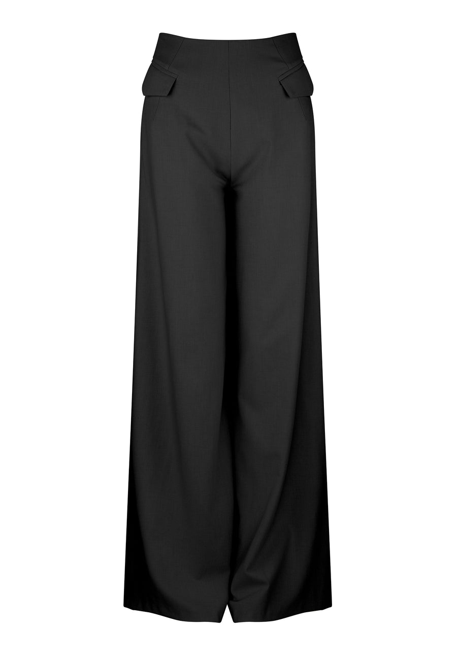 CHARCOAL DIPPED BACK WIDE LEG PANT